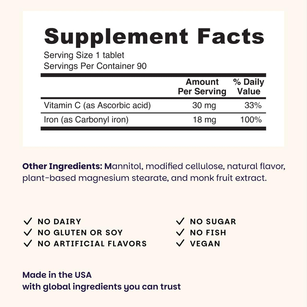 Orange-flavored EZ Melts iron pills with sugar-free taste