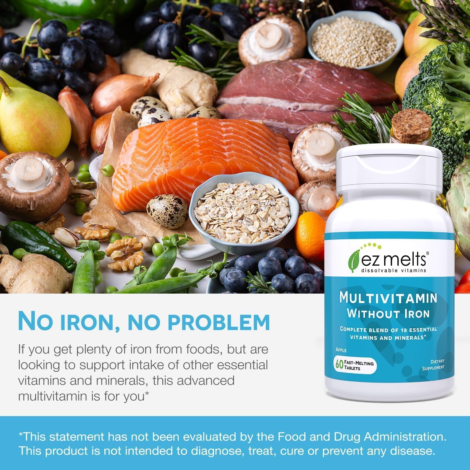 EZ Melts sugar-free tablets without artificial colors or flavors for a guilt-free daily boost.