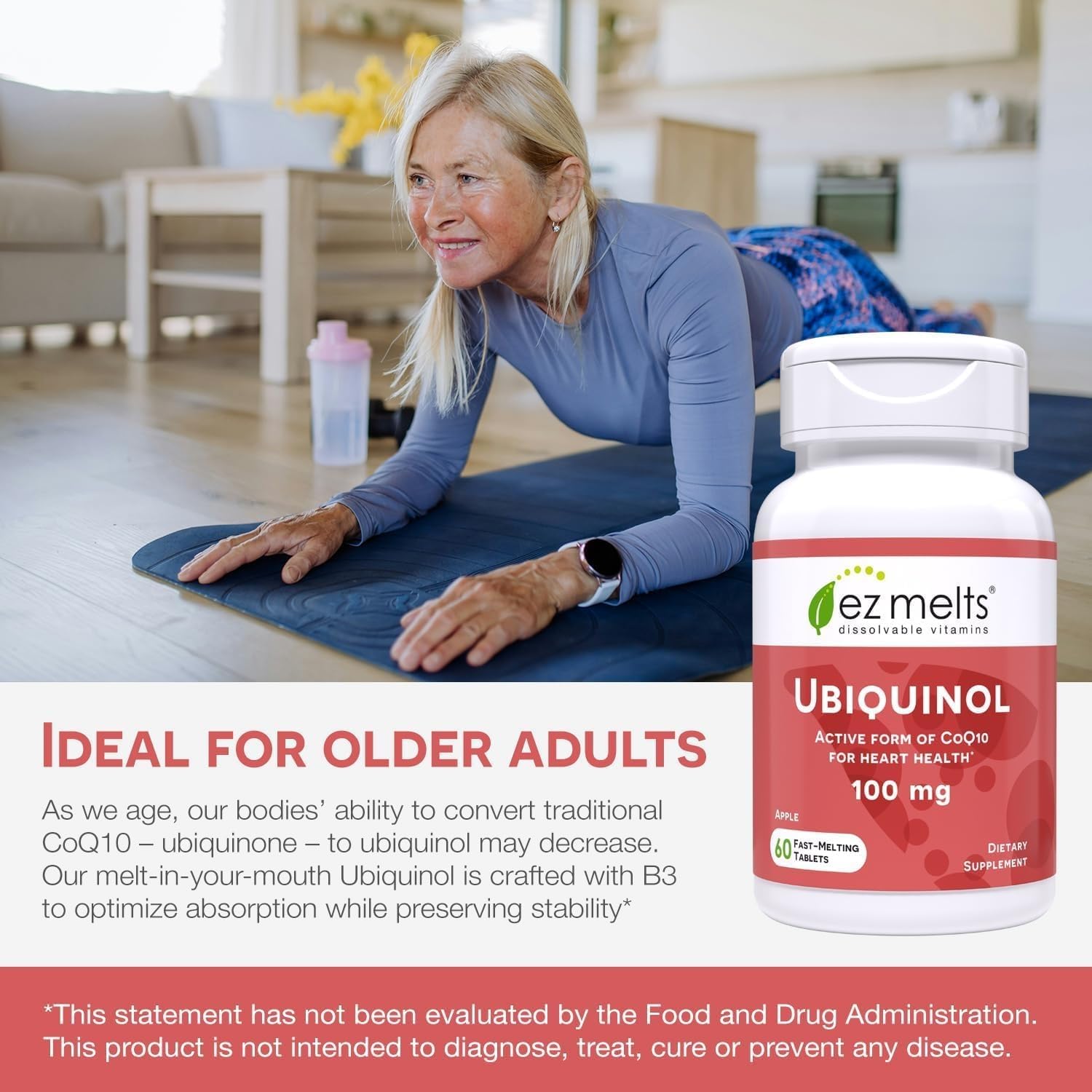 EZ Melts vegan, non-GMO tablet free from common allergens.
