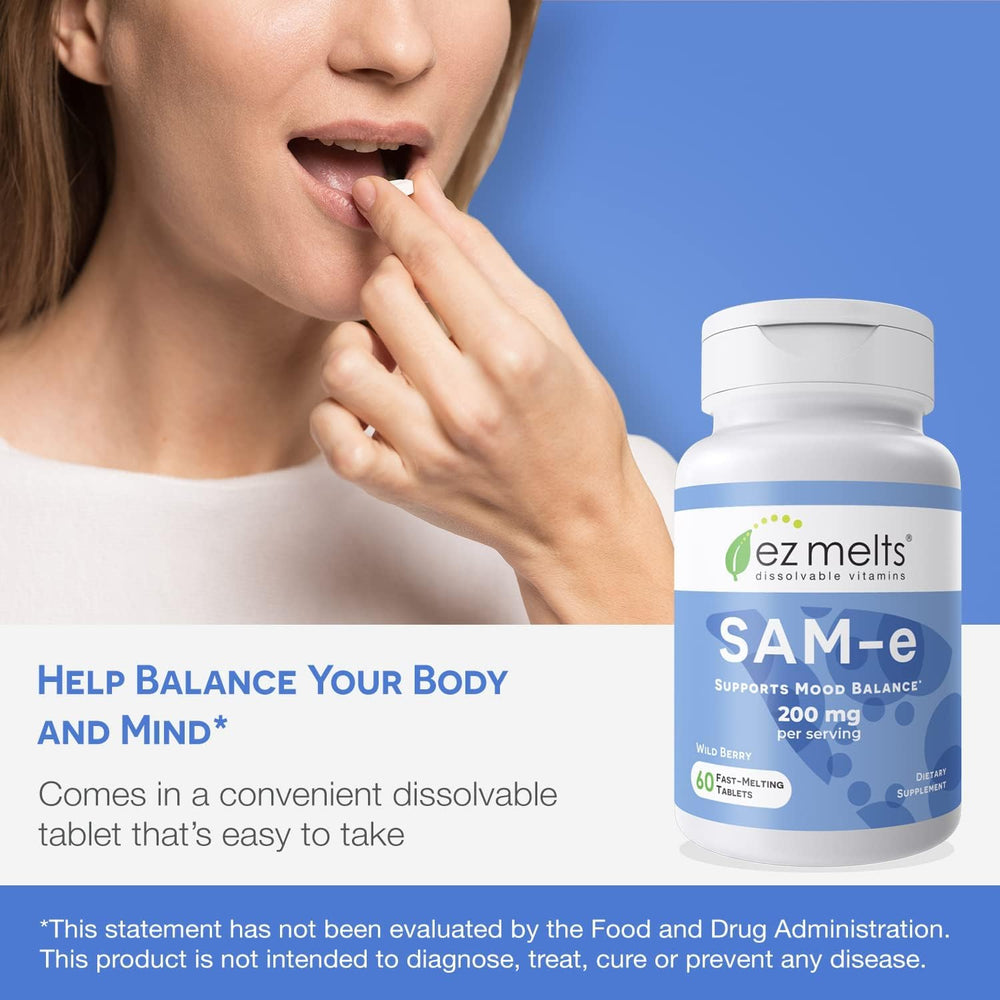 EZ Melts SAM-e dissolving in wild berry flavor for pleasant intake