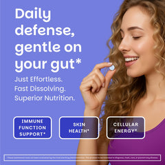 EZ Melts Zinc immune-support tablet promotes daily wellness.