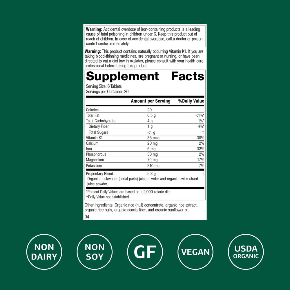 E-Z Mg tablets close-up showing mineral blend with magnesium, iron, and vitamin K1.
