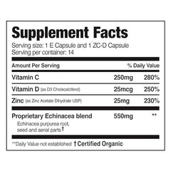 EZC Pak 5-day packaging designed for a tapered immune support routine.