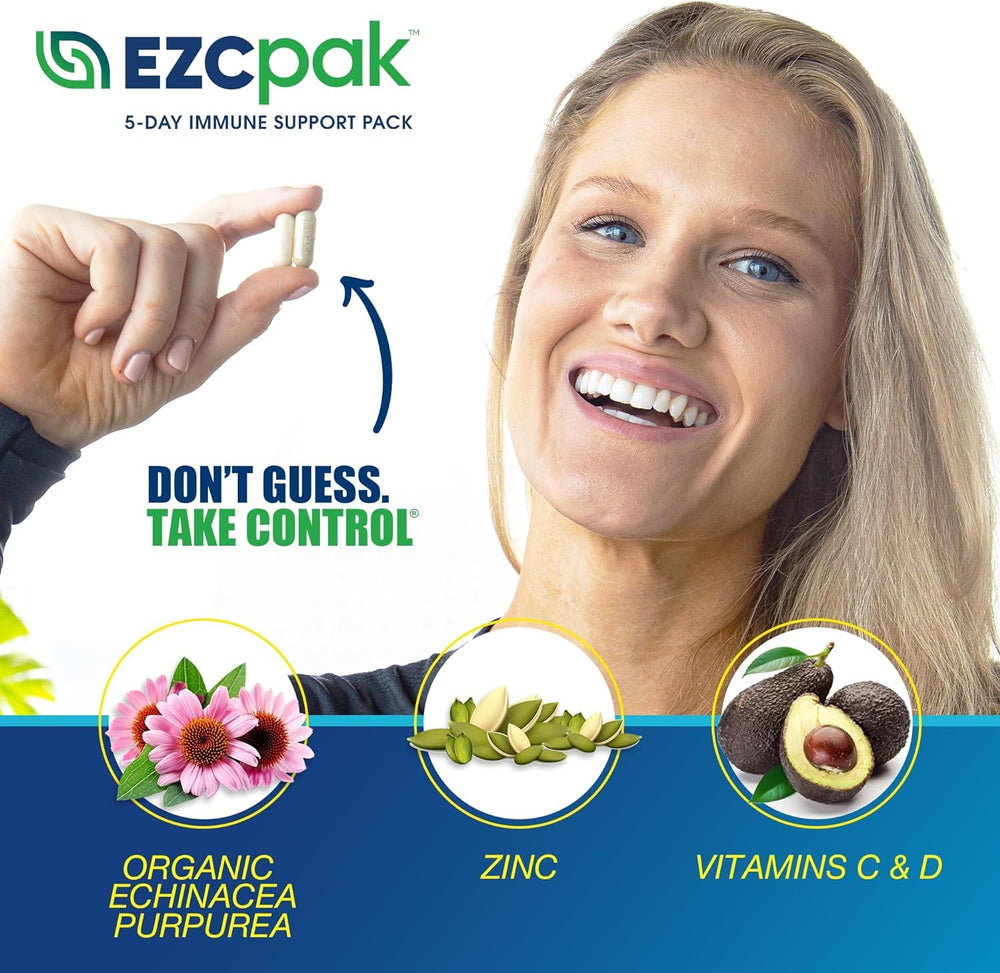 EZC Pak daily-dose packets guiding a 5-day regimen.