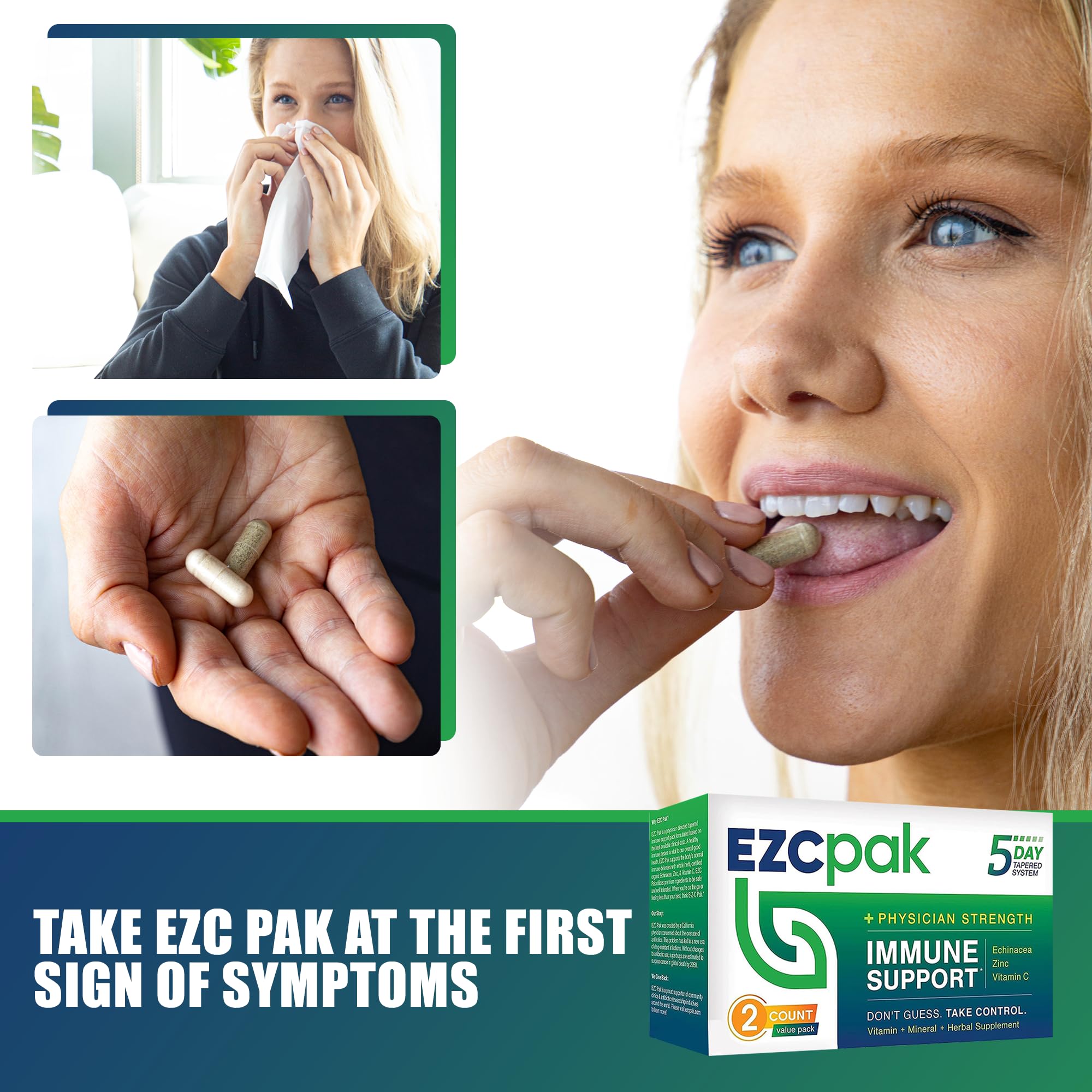 EZC Pak dosing schedule card included with box