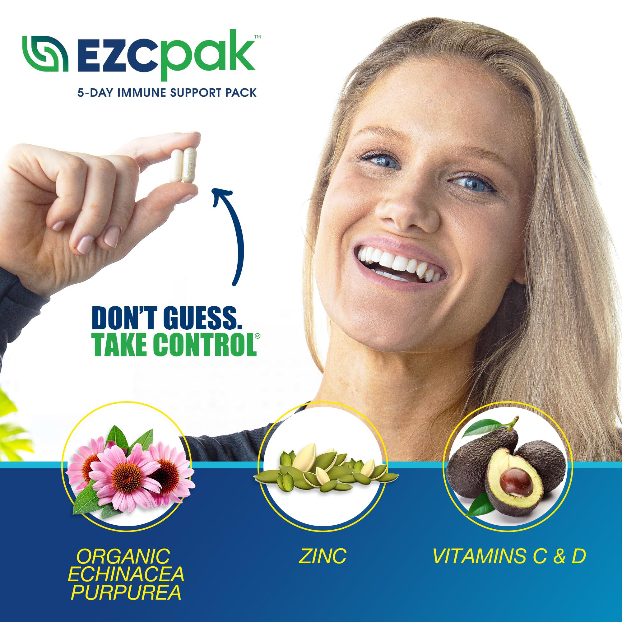 EZC Pak dosing schedule graphic shows the 5-day taper plan.