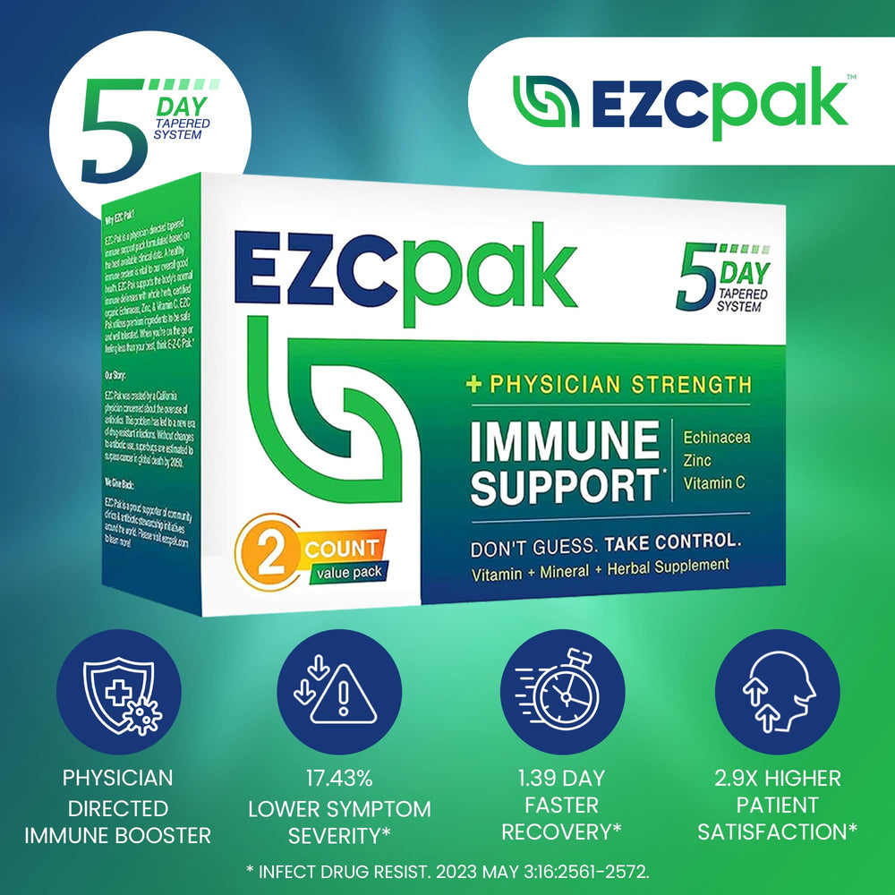 EZC Pak immune support pack box front for easy regimen