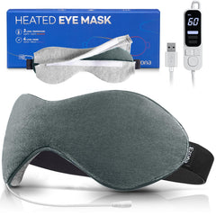Ezona heated eye mask outer view in gray for soothing comfort