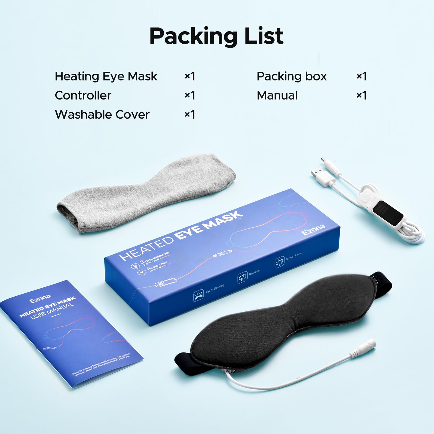 Ezona heated eye mask travel-ready for on-the-go relaxation.