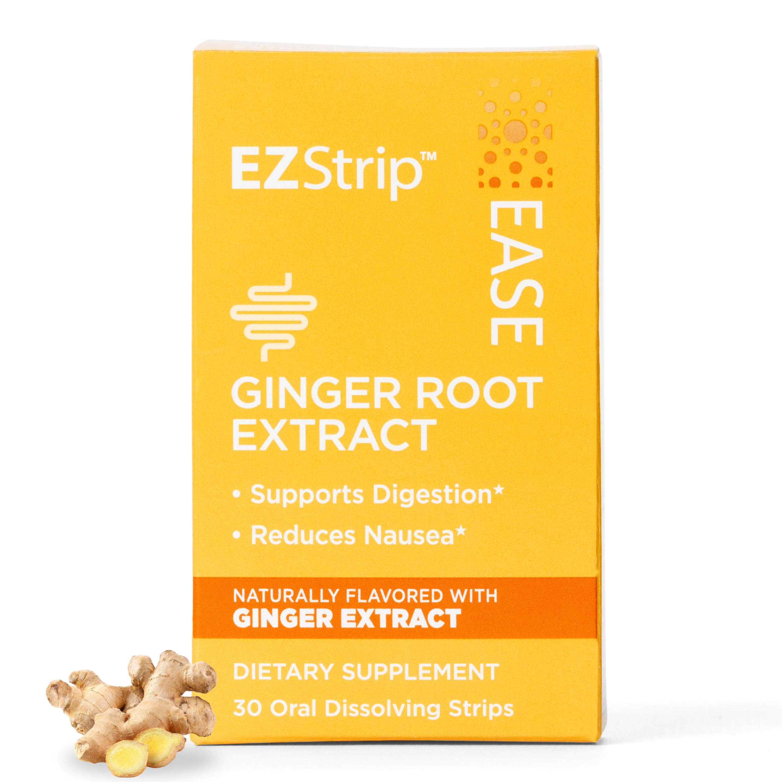 EZStrip Ease ginger strip pack for on-the-go digestion support