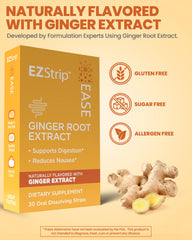 EZStrip Ease ginger strip dissolving on the tongue for quick relief
