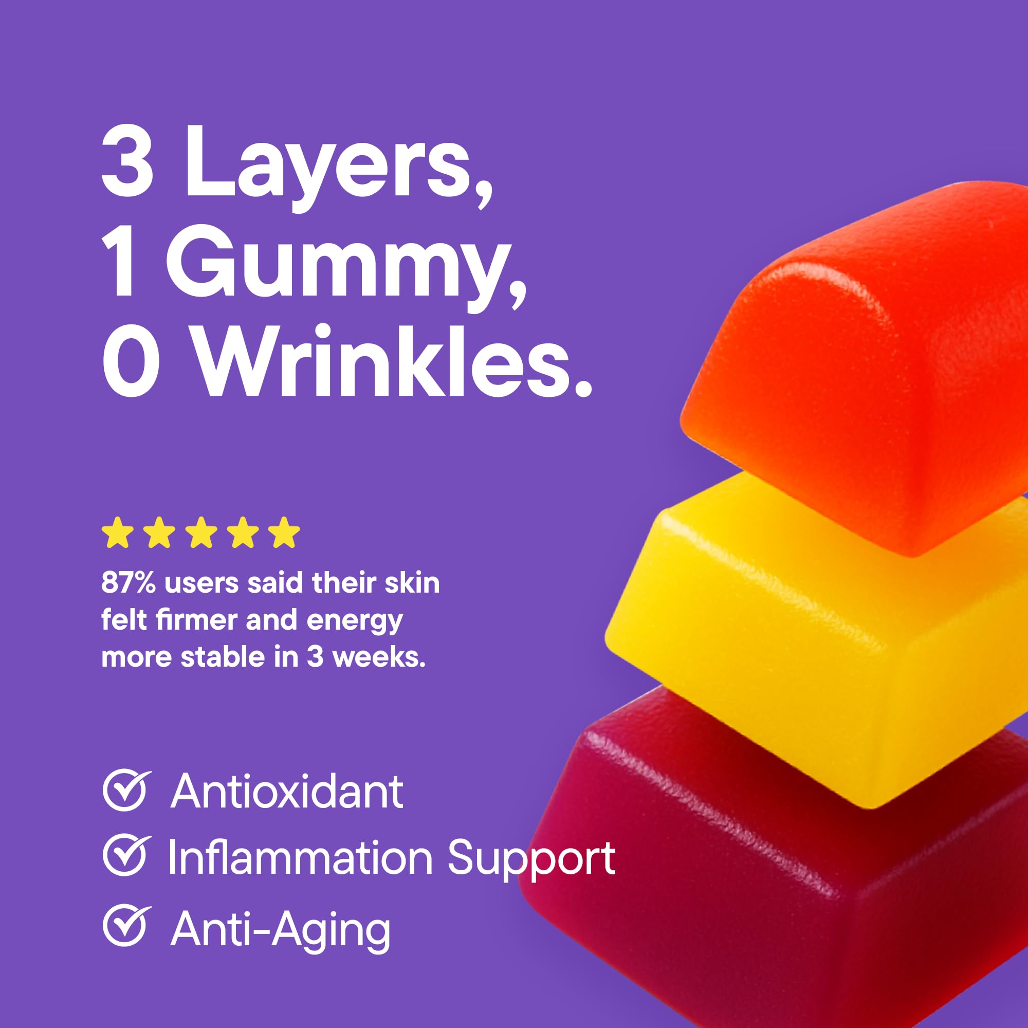 Gummies stack illustrating the triple-layer design concept