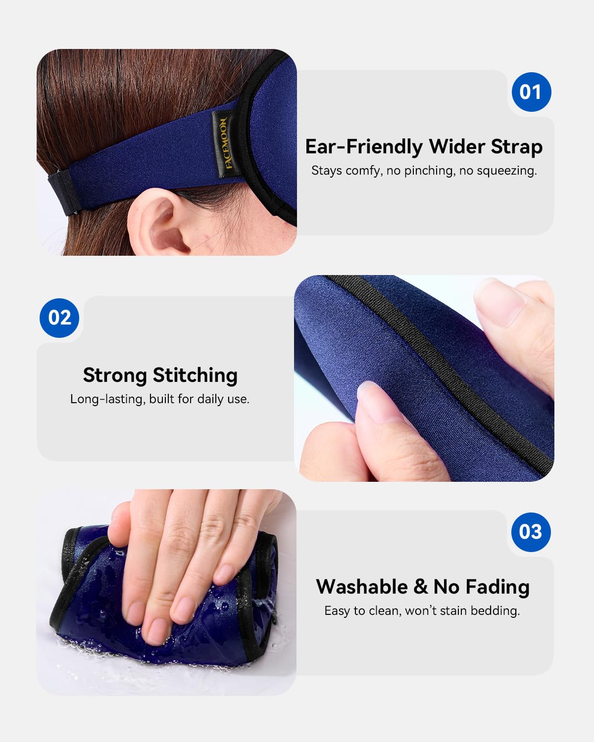 FACEMOON Adjustable Strap fits a wide range of head sizes for a custom fit