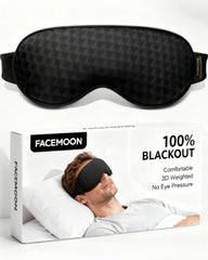 FACEMOON blackout eye mask with 3D contour for enhanced darkness and comfort.