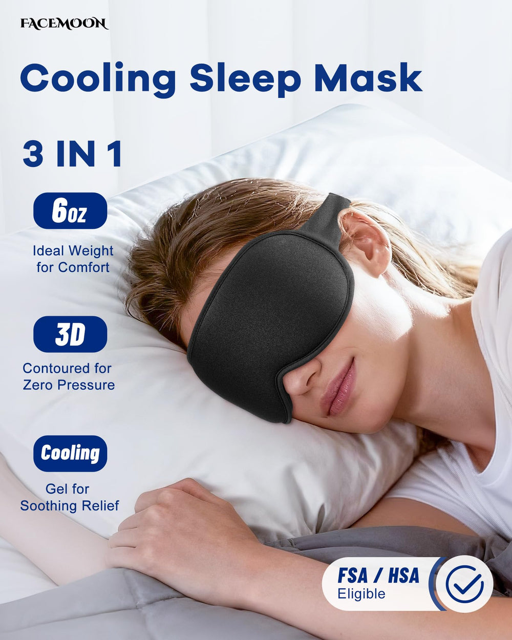 Facemoon cooling gel therapy ensures eye relief with a refreshing touch.