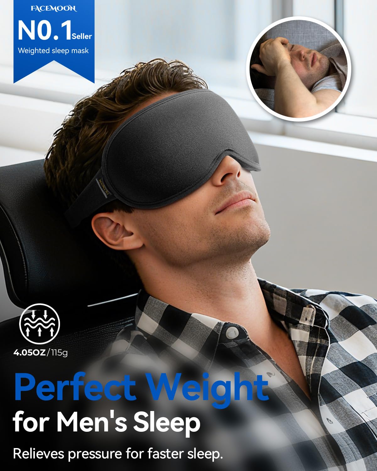 FACEMOON diseño 3D sin presión en ojos para comodidad durante siestas