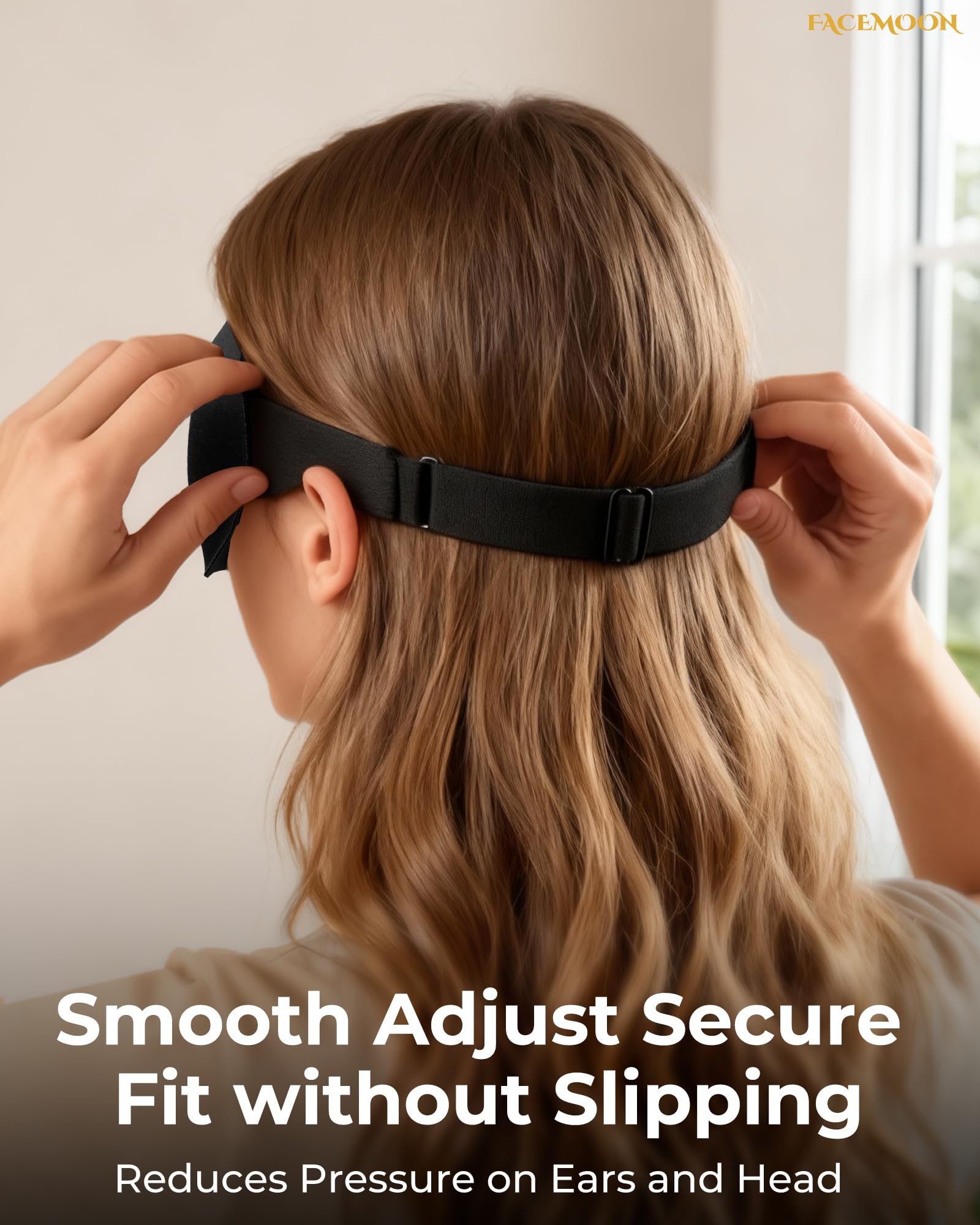 FACEMOON travel eye mask includes compact carry pouch for on-the-go sleep.