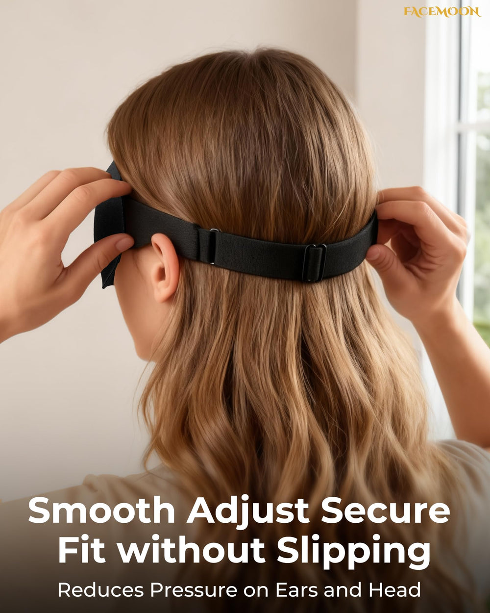 FACEMOON travel eye mask includes compact carry pouch for on-the-go sleep.