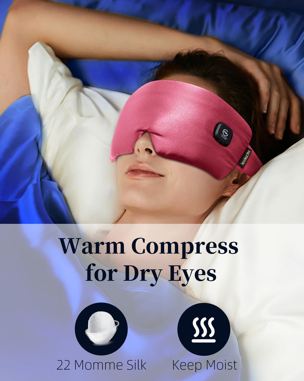 FACEMOON heated eye mask delivers gentle warmth to relax eyes.