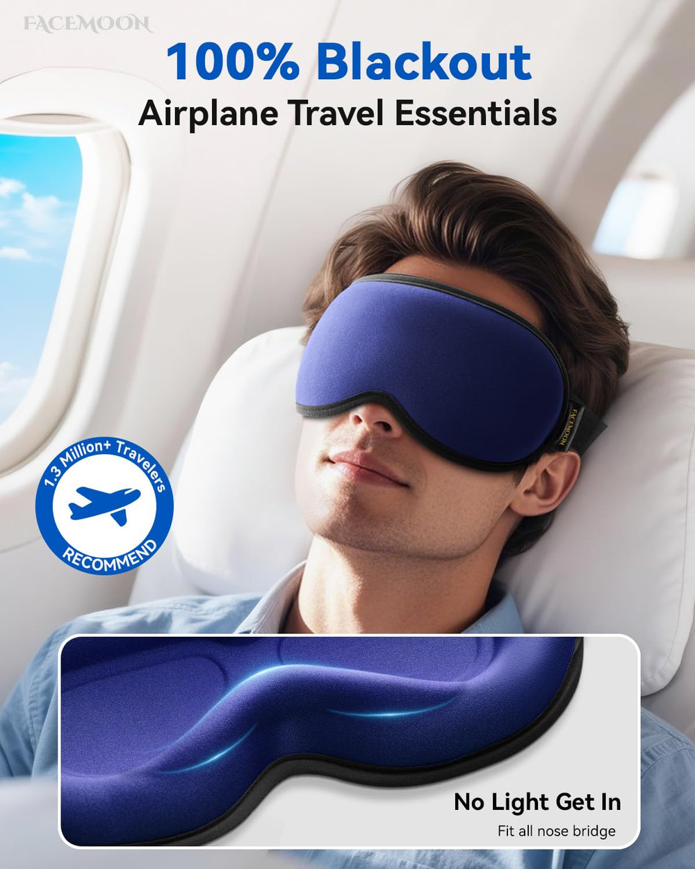 FACEMOON Memory Foam Eye Mask feels plush and comfortable during naps