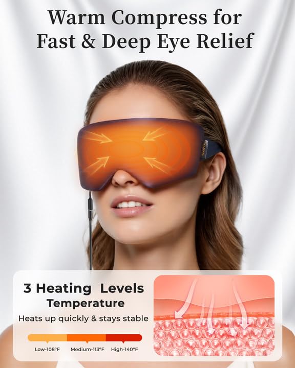 FACEMOON heated eye mask in use delivering steady warmth for relaxation
