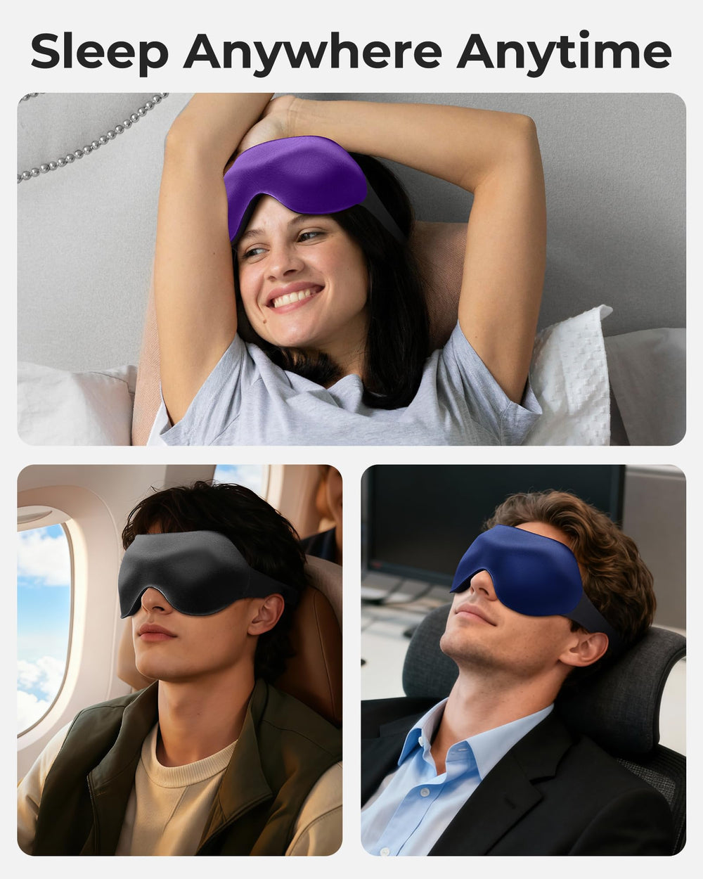 FACEMOON airplane-ready sleep aid blocks light for restful naps