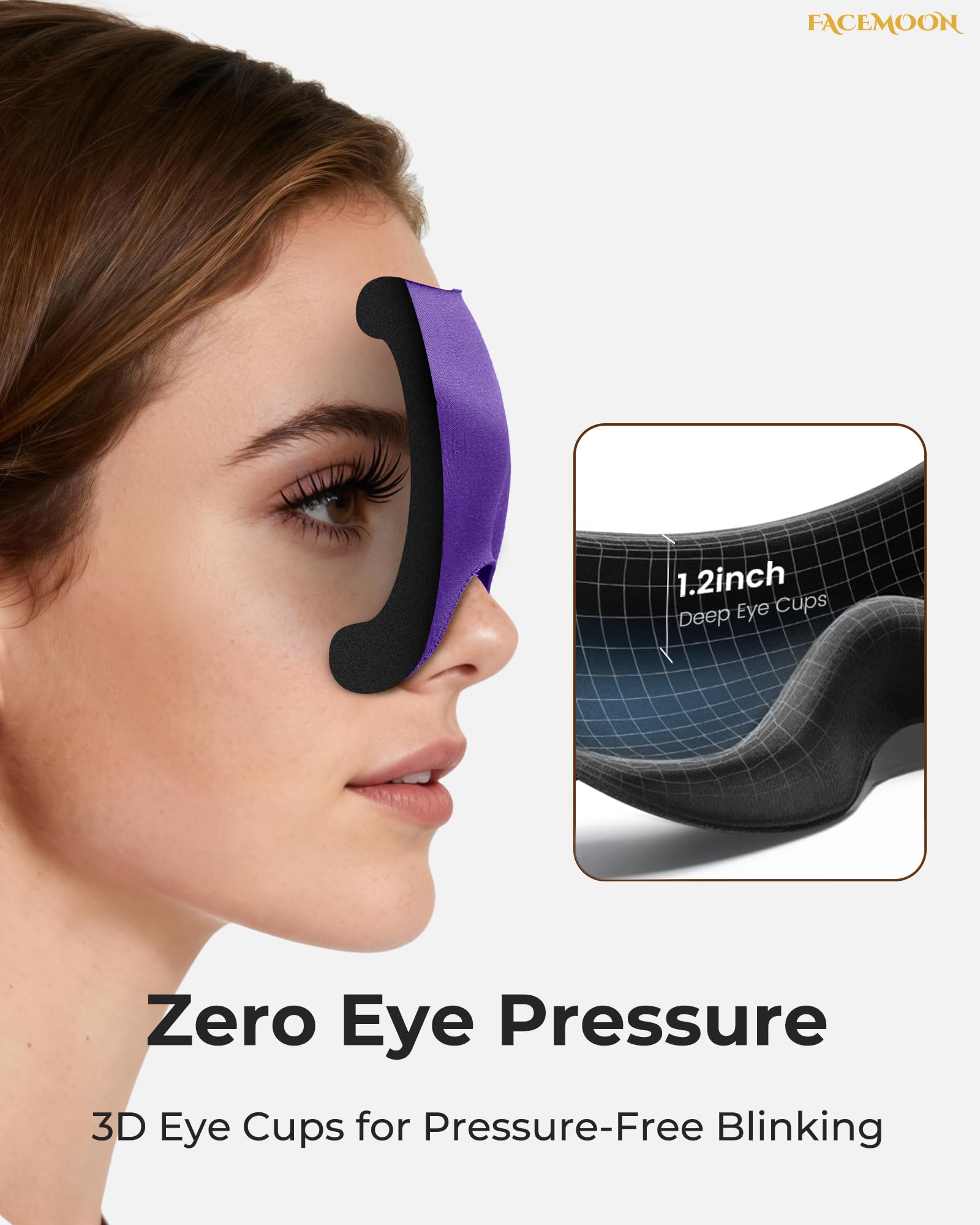 FACEMOON blackout sleep mask delivers complete darkness for side sleeping