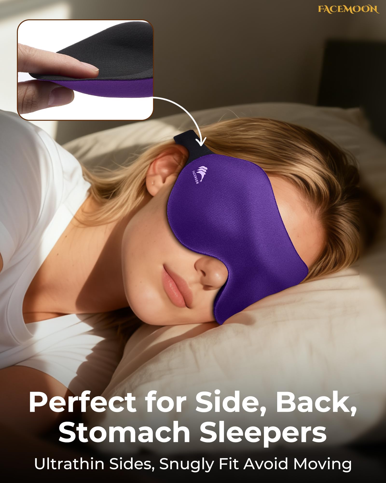 FACEMOON feather-light memory foam mask feels breathable on skin