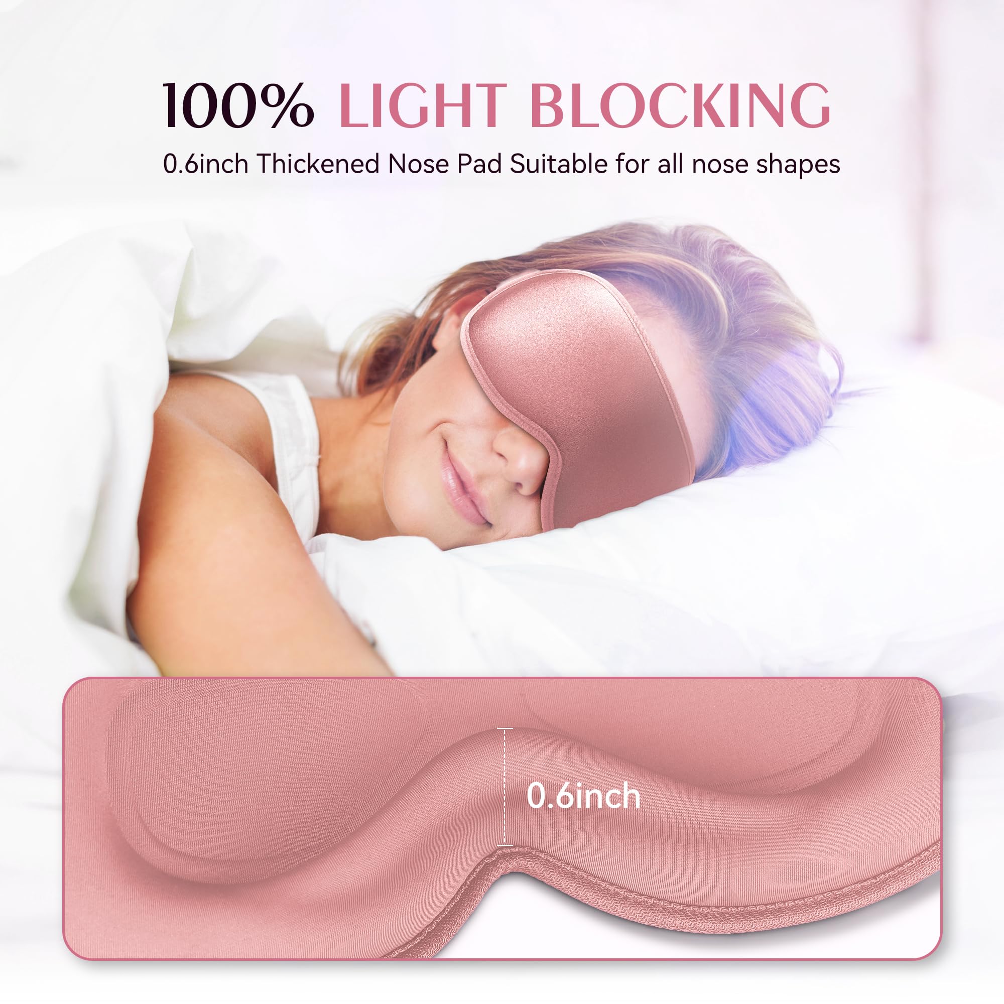 FACEMOON weighted eye mask strap detail shows comfortable, no ear pressure design
