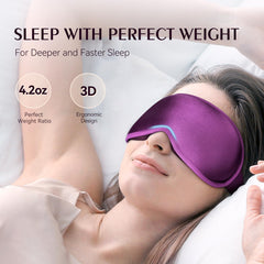 FACEMOON weighted sleeping mask in purple with breathable memory foam.
