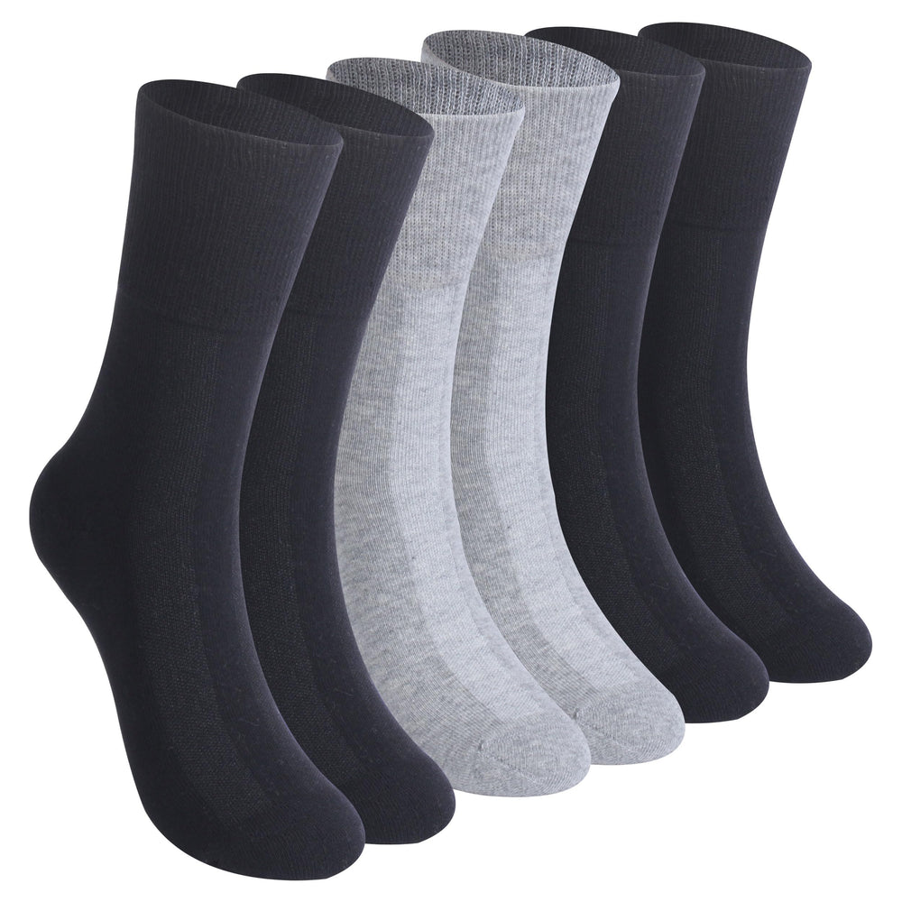 Facool diabetic crew socks with loose-top design for comfortable fit around wide calves.