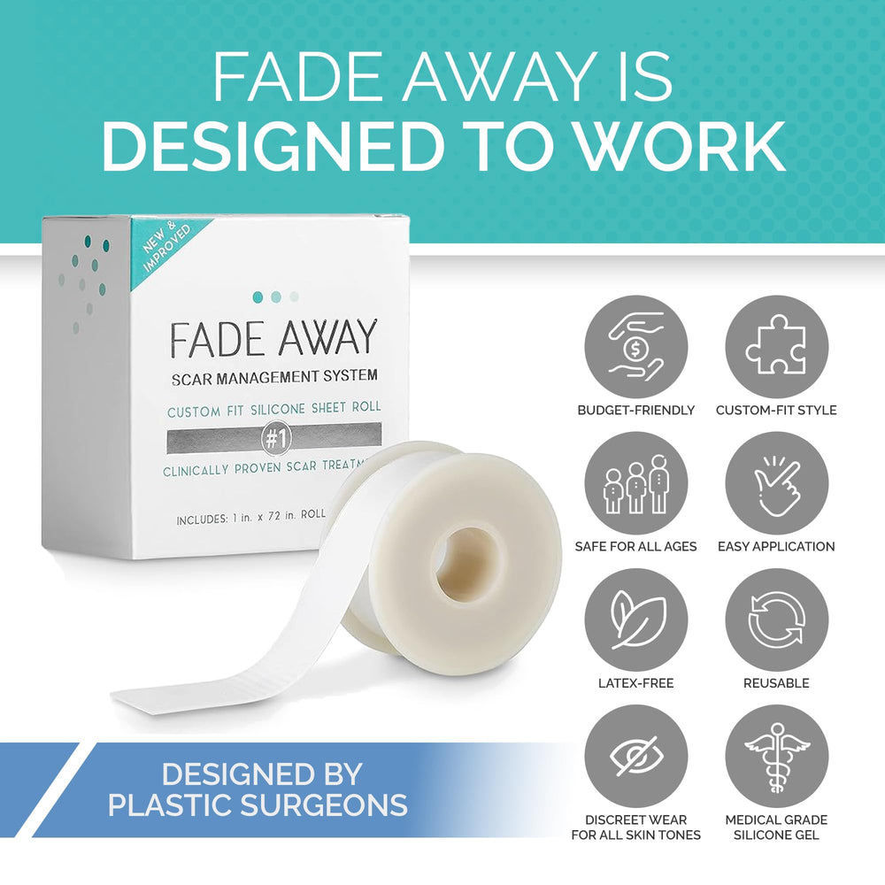 Fade Away scar sheets travel case keeps treatment on the go.