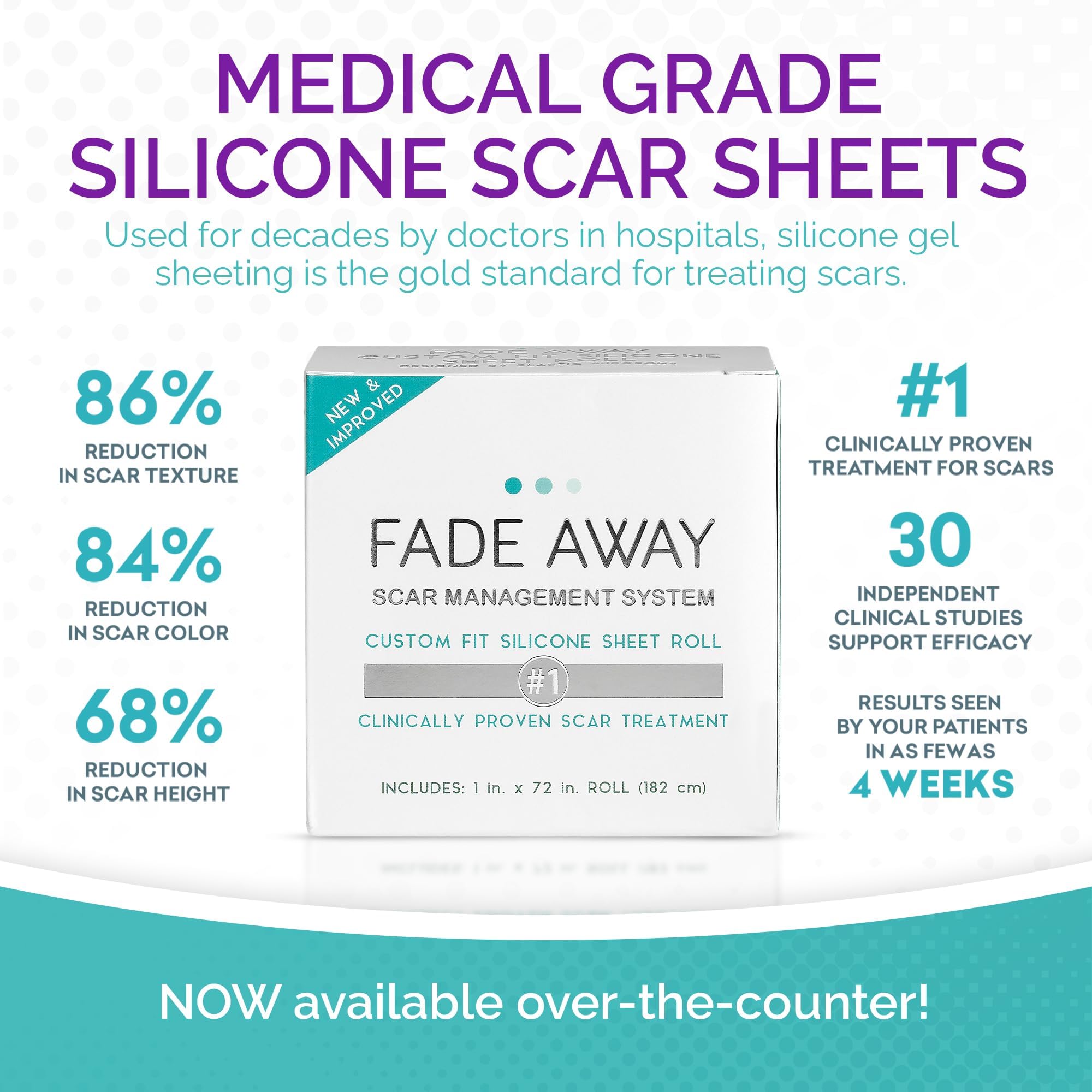 Fade Away silicone scar sheets cut-to-size being applied on scar.