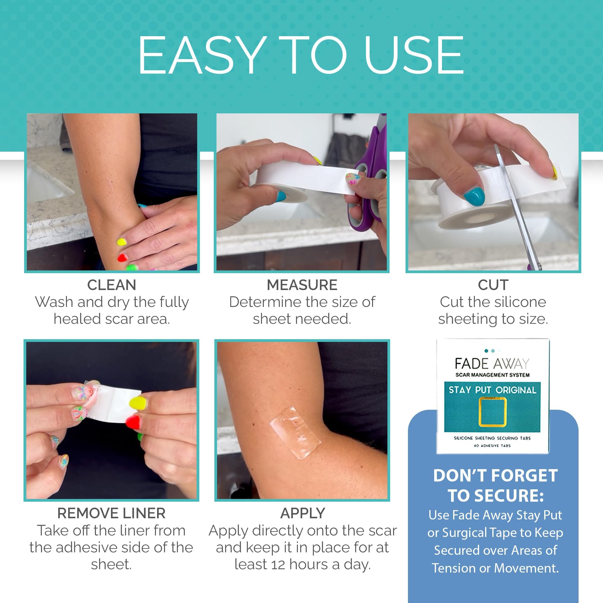 Fade Away silicone scar sheets reusable and thin for daily use.