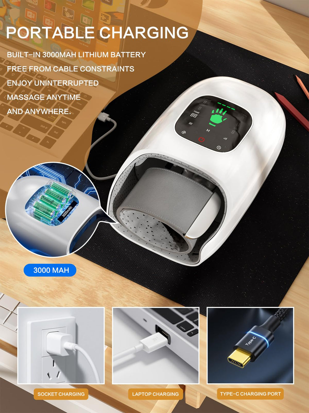 FadFun Hand Massager LCD display shows current settings clearly