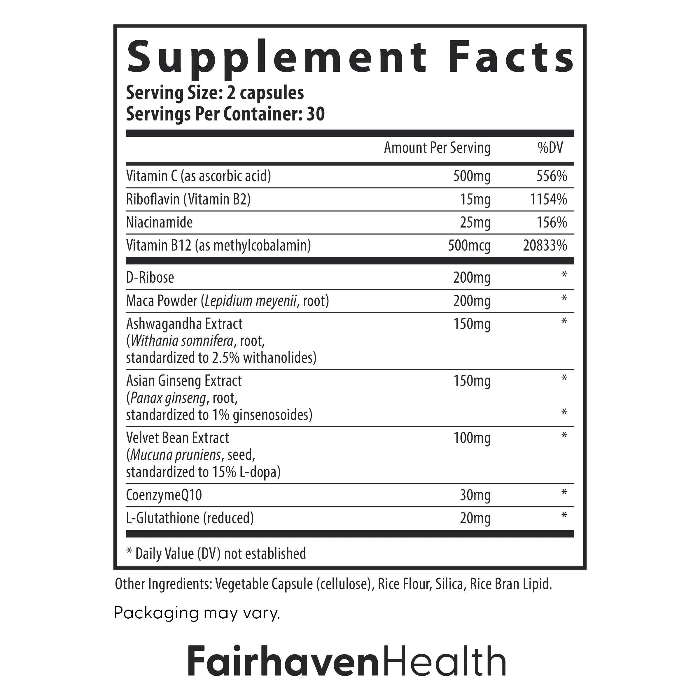 Vitamins and antioxidants like vitamin C and CoQ10 emphasize essential nutrients