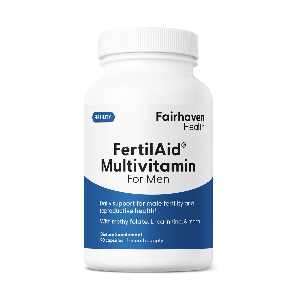 Fairhaven Health FertilAid for Men bottle for potential support of healthy sperm parameters