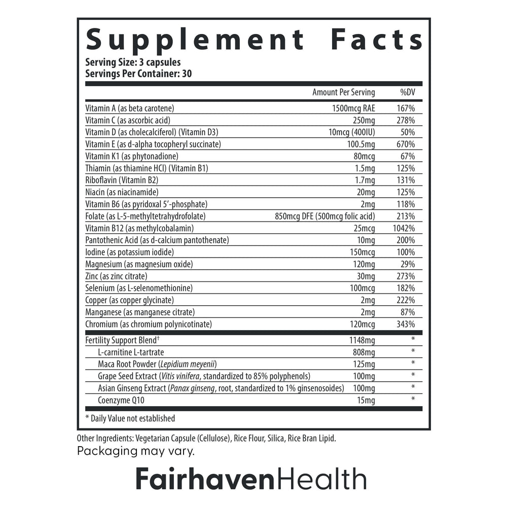 Fairhaven Health FertilAid for Men methylfolate component highlighted for nutrient bioavailability