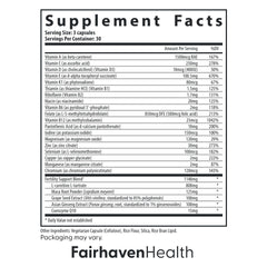 FertilAid Men ingredients list closeup highlighting key nutrients.