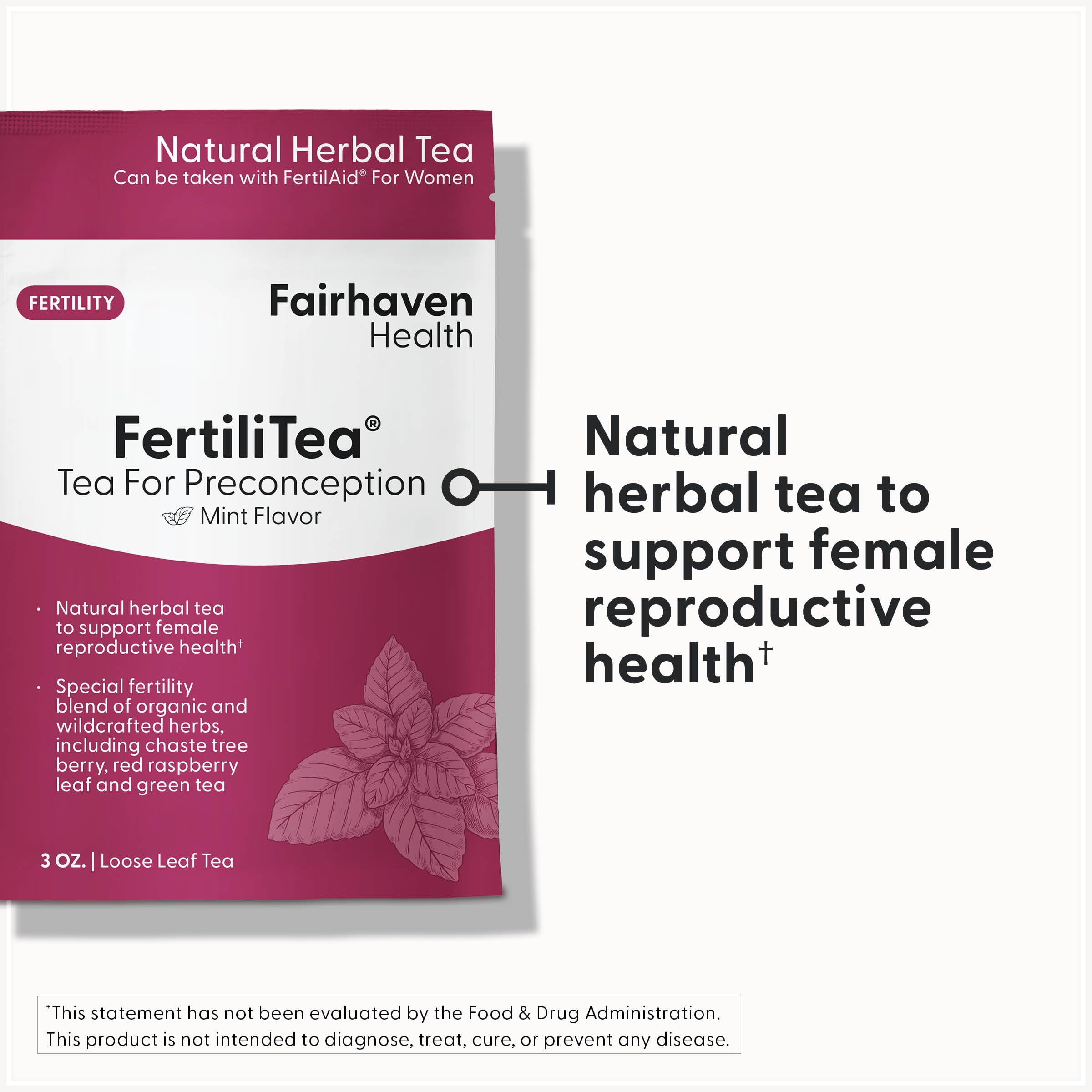FertiliTea loose leaf blend ready to steep for daily use.