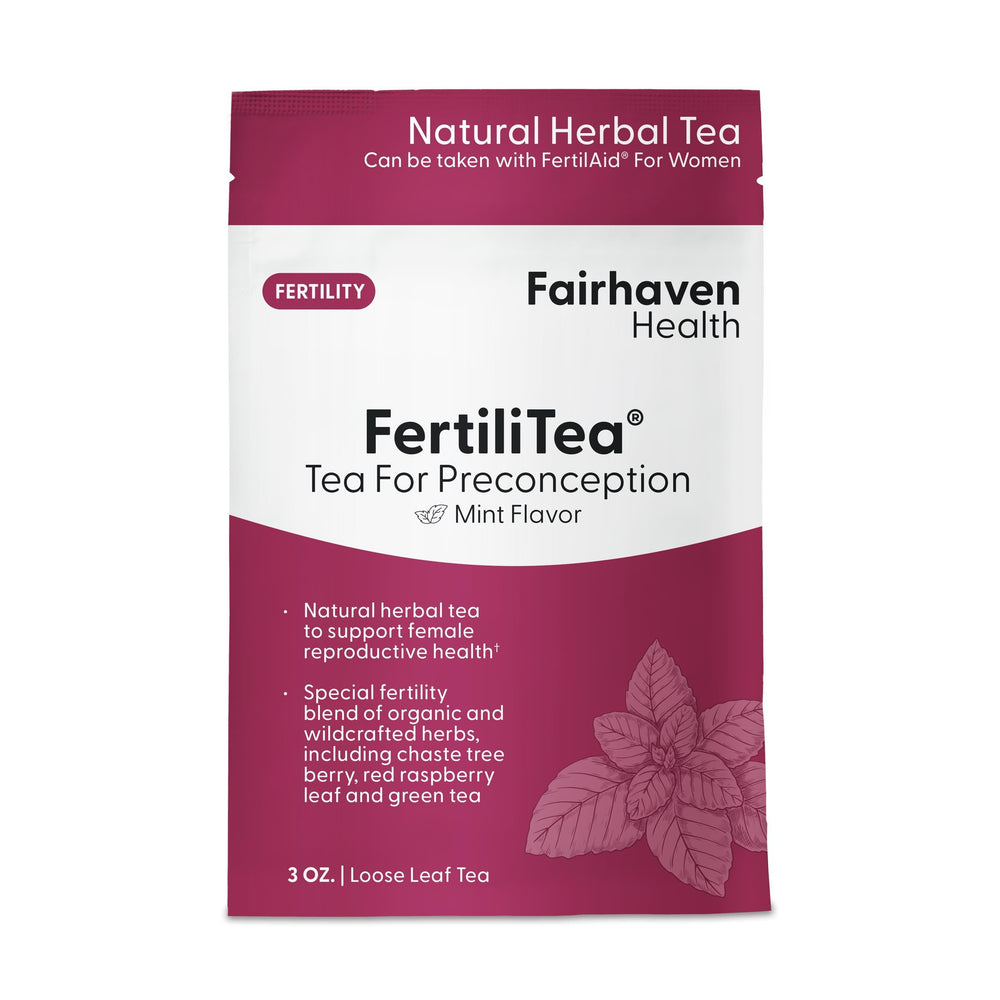 Fairhaven Health FertiliTea packaging for a convenient daily ritual.
