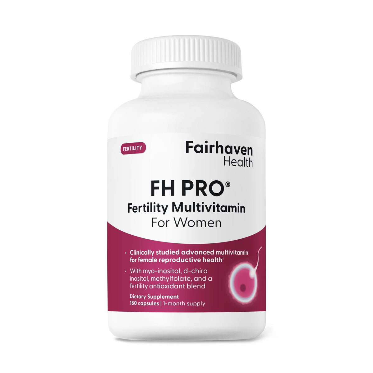 Fairhaven Health FH Pro for Women bottle close-up for daily fertility support