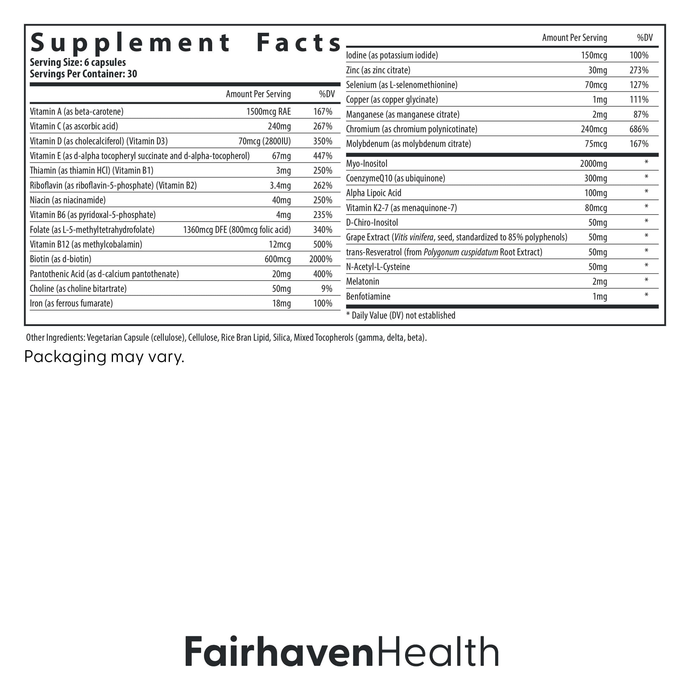 FH Pro for Women bottle beside nutrition panel emphasizes antioxidants