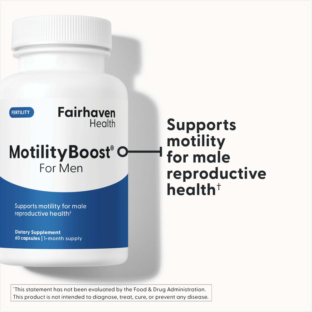 Close-up of MotilityBoost capsules, convenient daily intake for men planning conception.
