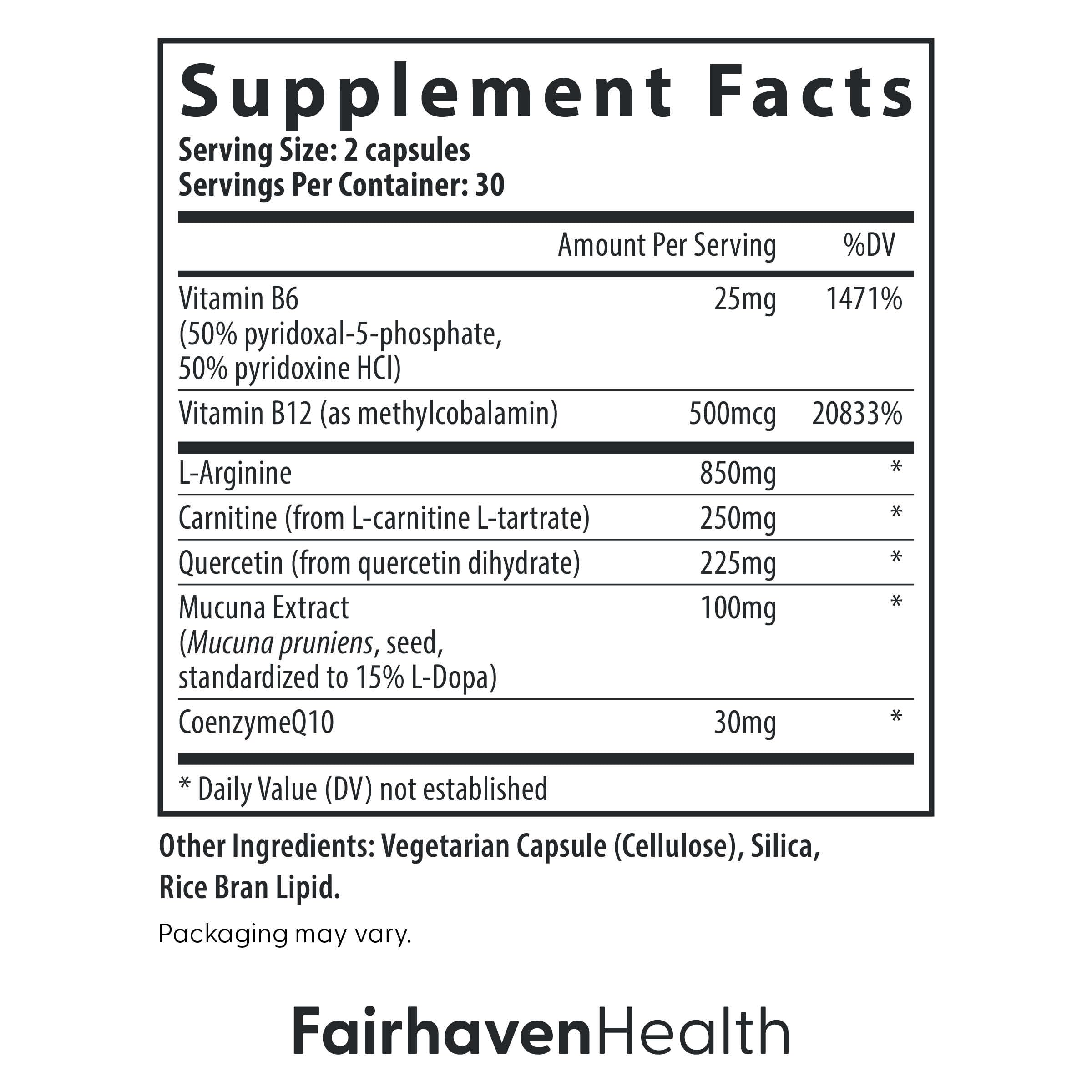 MotilityBoost label highlights B vitamins and nutritional components for wellness.