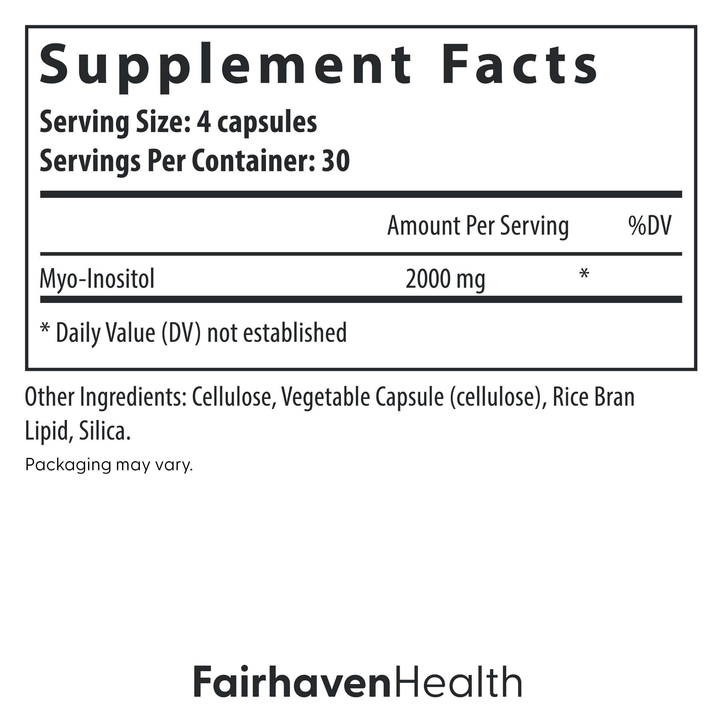 Fairhaven Health Myo-Inositol daily-use visual for routine supplementation.