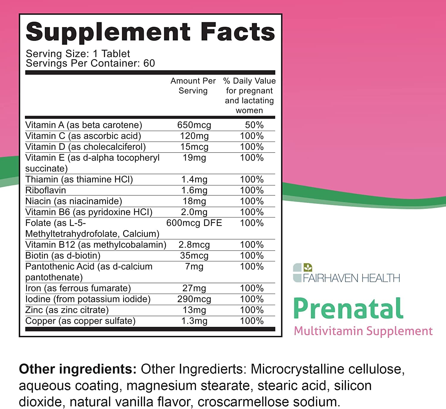 Close-up of Peapod Prenatal tablet highlighting smooth vanilla coating for easy swallowing.