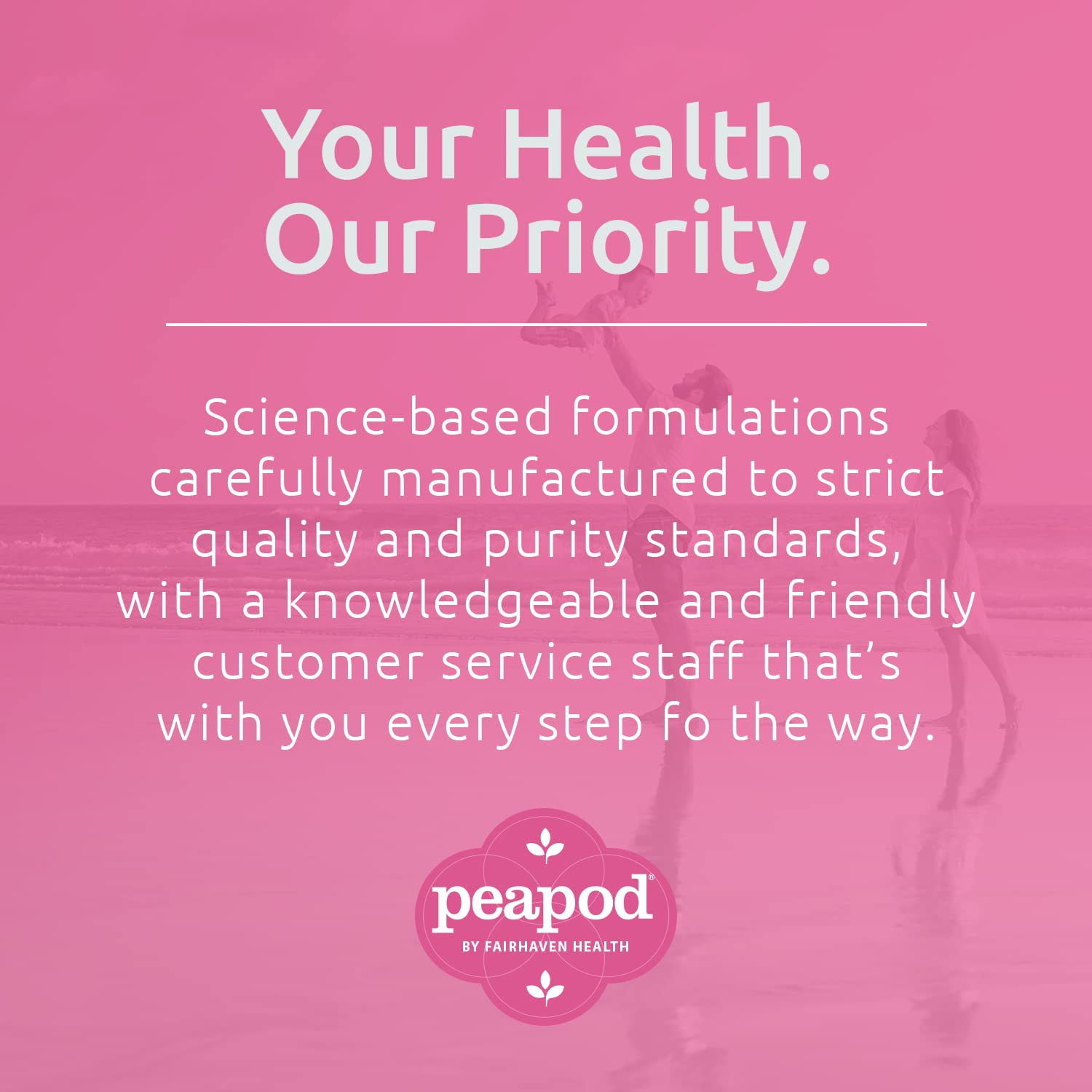 Made in USA Peapod label with third-party testing badge.