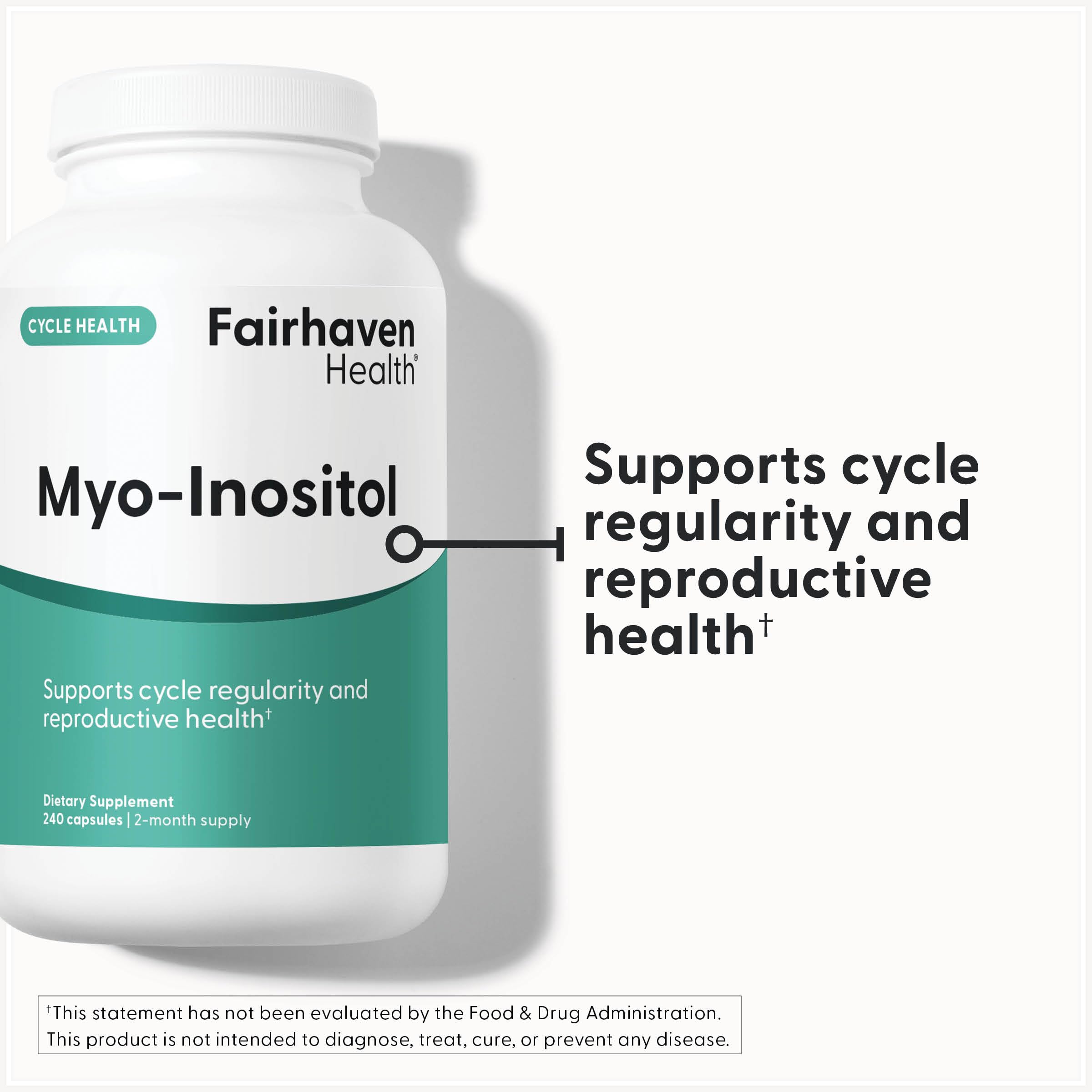 Fairhaven Health Myo-Inositol capsules label close-up highlighting vegan formulation