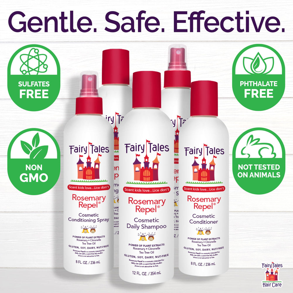Fairy Tales Rosemary Repel bottle and label show essential oil blend cues
